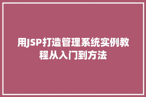 用JSP打造管理系统实例教程从入门到方法