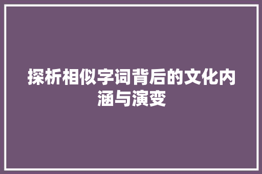 探析相似字词背后的文化内涵与演变