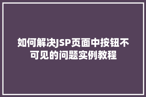 如何解决JSP页面中按钮不可见的问题实例教程