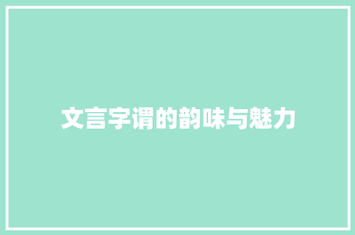 文言字谓的韵味与魅力