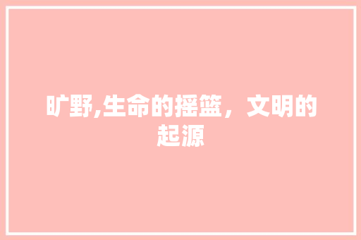 旷野,生命的摇篮，文明的起源