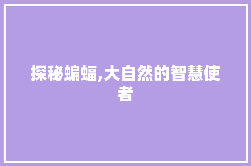 探秘蝙蝠,大自然的智慧使者