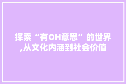探索“有OH意思”的世界,从文化内涵到社会价值