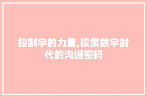 控制字的力量,探索数字时代的沟通密码