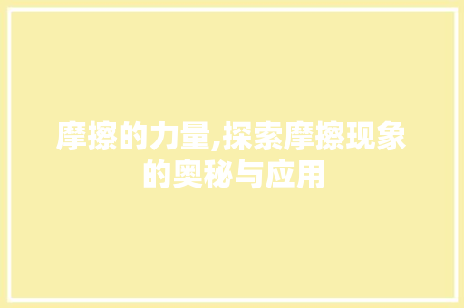 摩擦的力量,探索摩擦现象的奥秘与应用
