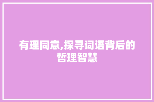 有理同意,探寻词语背后的哲理智慧