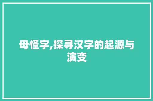 母怪字,探寻汉字的起源与演变