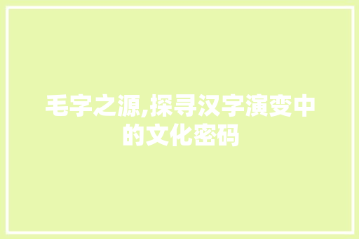 毛字之源,探寻汉字演变中的文化密码