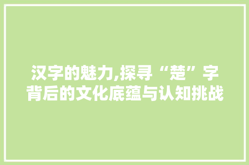 汉字的魅力,探寻“楚”字背后的文化底蕴与认知挑战