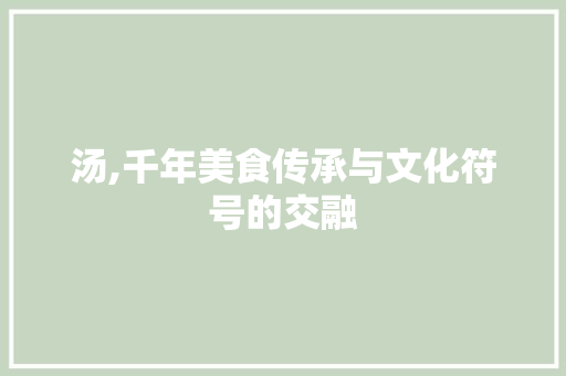 汤,千年美食传承与文化符号的交融