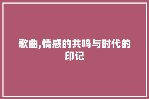 歌曲,情感的共鸣与时代的印记
