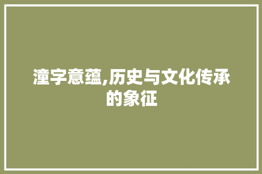潼字意蕴,历史与文化传承的象征