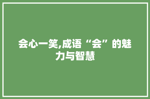 会心一笑,成语“会”的魅力与智慧