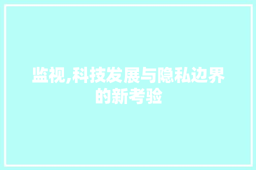 监视,科技发展与隐私边界的新考验