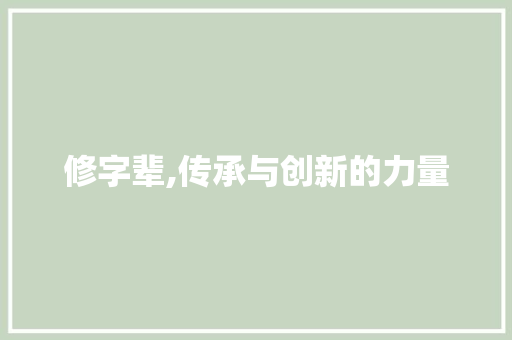 修字辈,传承与创新的力量