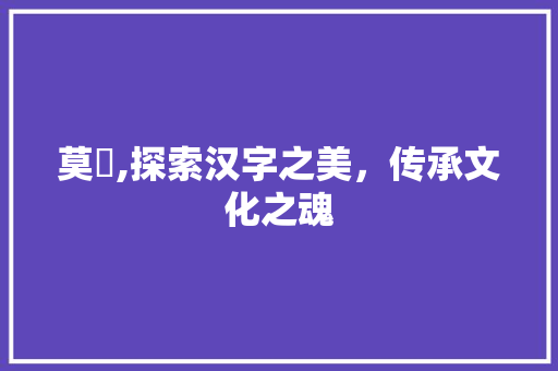 莫崊,探索汉字之美，传承文化之魂