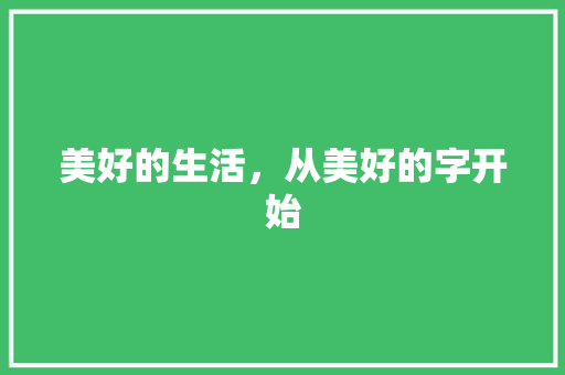 美好的生活，从美好的字开始