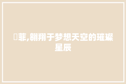 翀菲,翱翔于梦想天空的璀璨星辰