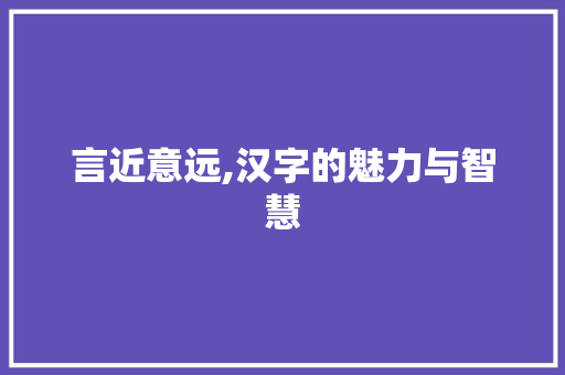 言近意远,汉字的魅力与智慧