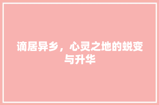 谪居异乡，心灵之地的蜕变与升华