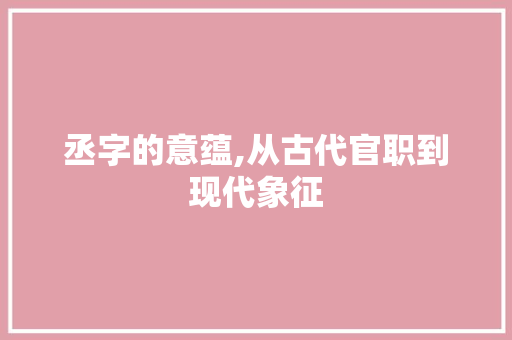 丞字的意蕴,从古代官职到现代象征