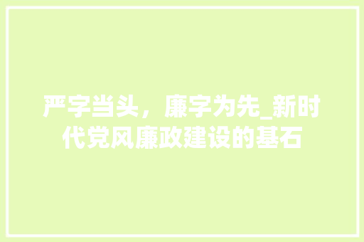 严字当头，廉字为先_新时代党风廉政建设的基石