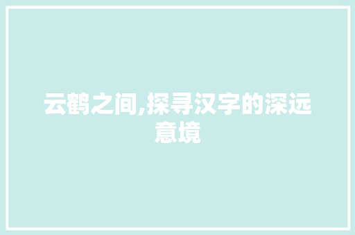 云鹤之间,探寻汉字的深远意境