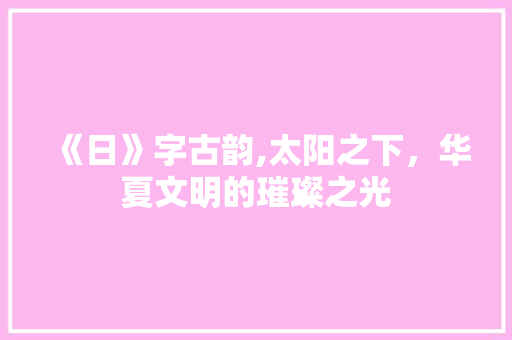 《日》字古韵,太阳之下,华夏文明的璀璨之光