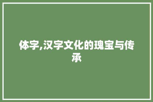 体字,汉字文化的瑰宝与传承
