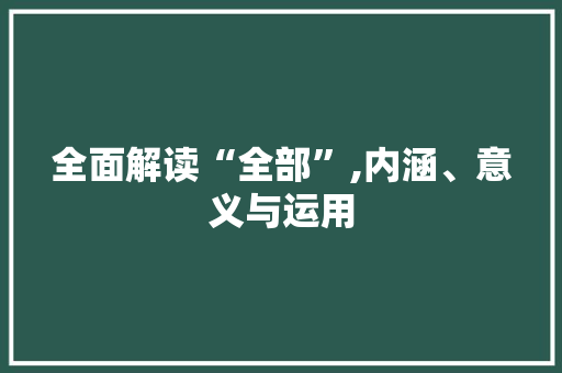 全面解读“全部”,内涵、意义与运用