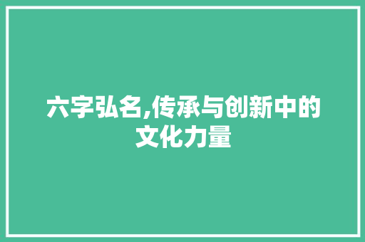 六字弘名,传承与创新中的文化力量