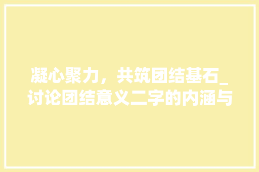 凝心聚力，共筑团结基石_讨论团结意义二字的内涵与价值