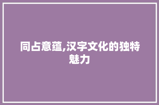 同占意蕴,汉字文化的独特魅力