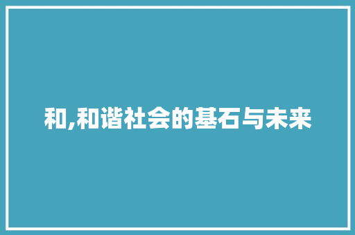 和,和谐社会的基石与未来