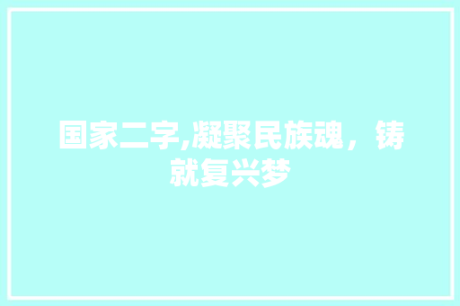 国家二字,凝聚民族魂,铸就复兴梦