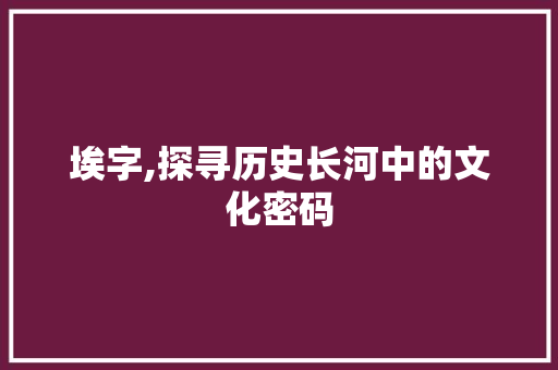 埃字,探寻历史长河中的文化密码