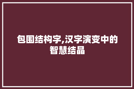 包围结构字,汉字演变中的智慧结晶