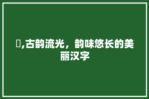 婳,古韵流光，韵味悠长的美丽汉字