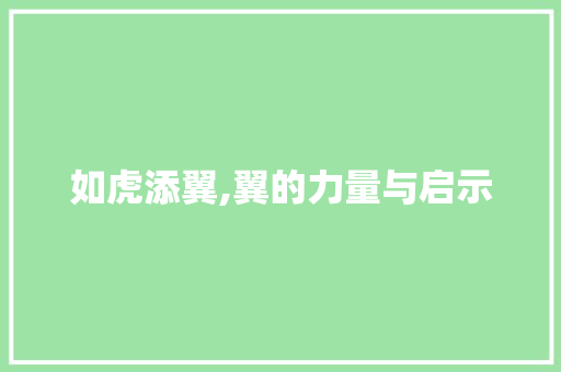 如虎添翼,翼的力量与启示