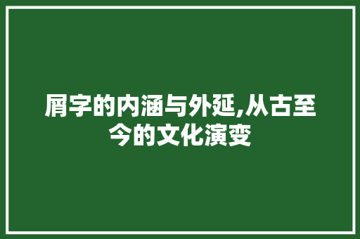屑字的内涵与外延,从古至今的文化演变