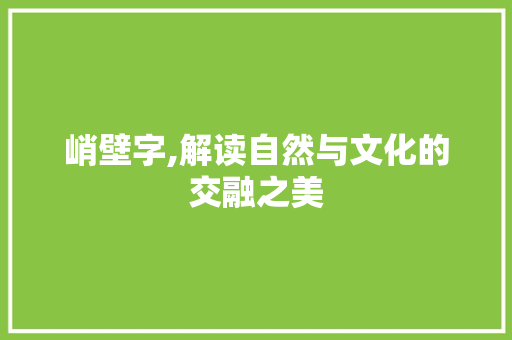 峭壁字,解读自然与文化的交融之美