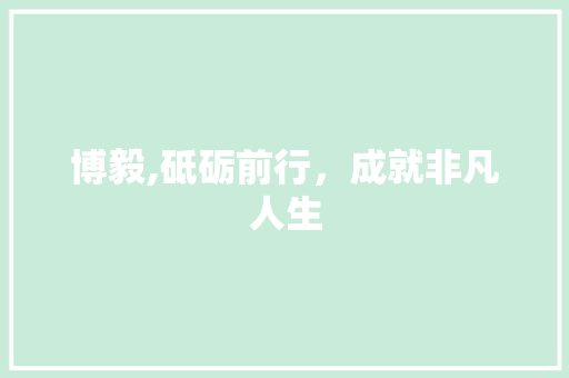 博毅,砥砺前行，成就非凡人生