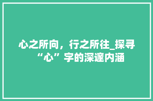 心之所向，行之所往_探寻“心”字的深邃内涵