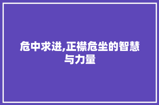 危中求进,正襟危坐的智慧与力量