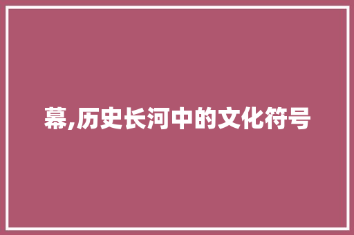 幕,历史长河中的文化符号