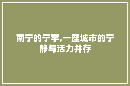 南宁的宁字,一座城市的宁静与活力并存