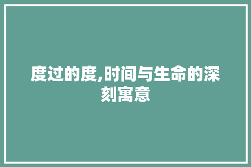度过的度,时间与生命的深刻寓意