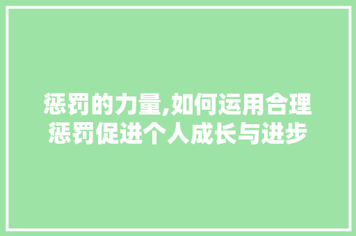 惩罚的力量,如何运用合理惩罚促进个人成长与进步