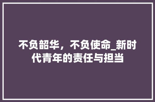 不负韶华，不负使命_新时代青年的责任与担当