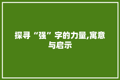 探寻“强”字的力量,寓意与启示
